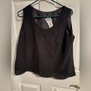 Vintage R&M Richards Black Sparkly Evening Tank Top (14WP)